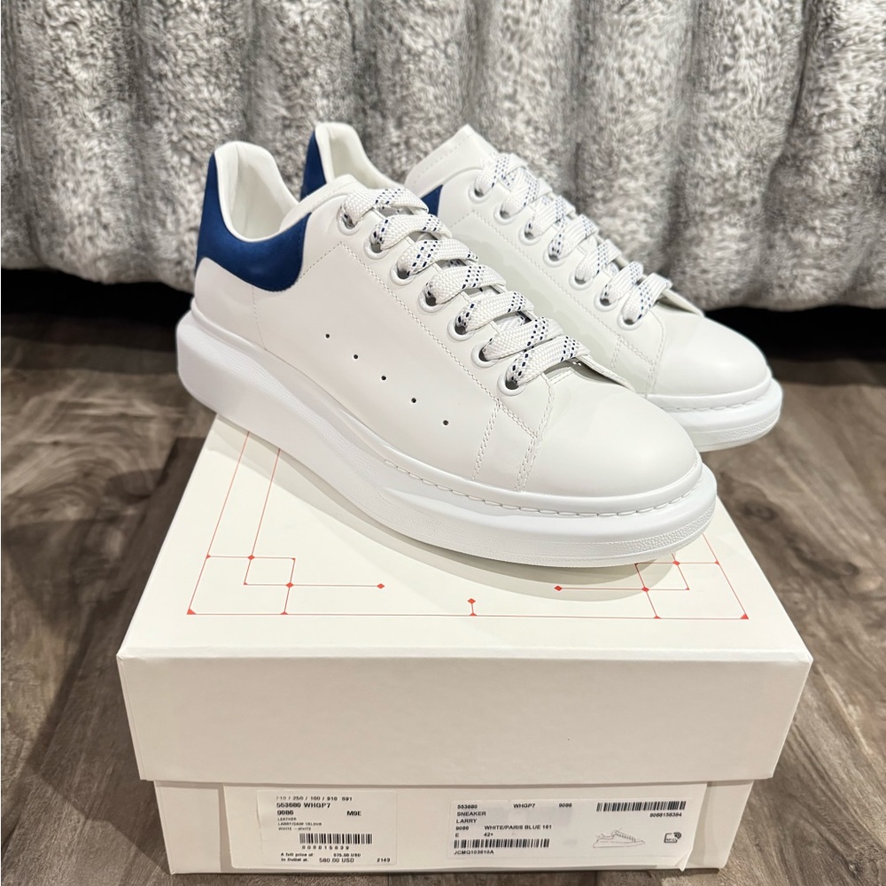 Brand new Alexander McQueen oversize White and Navy Sneakers.